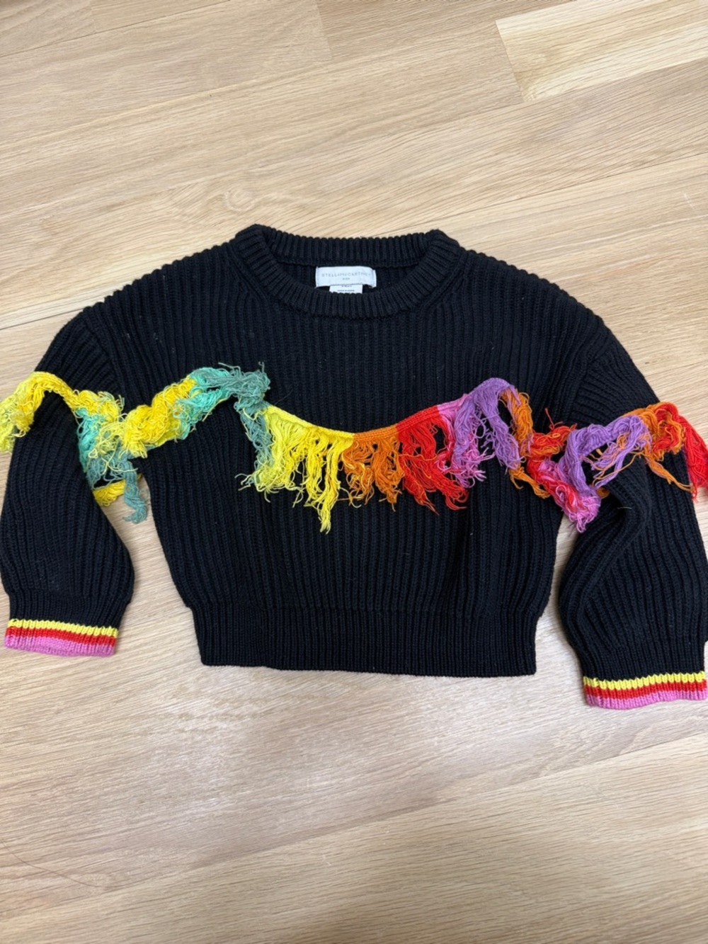 Stella McCartney Black Ribbed Knit Kids Sweater